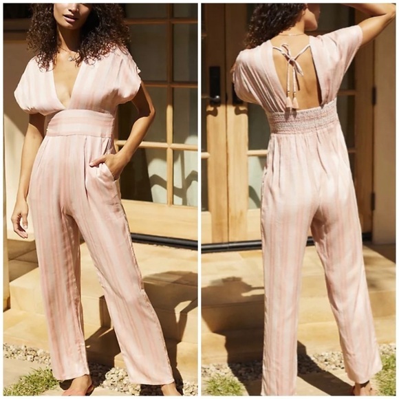 L Space Striped Cover-Up Jumpsuit XS - Picture 1 of 12